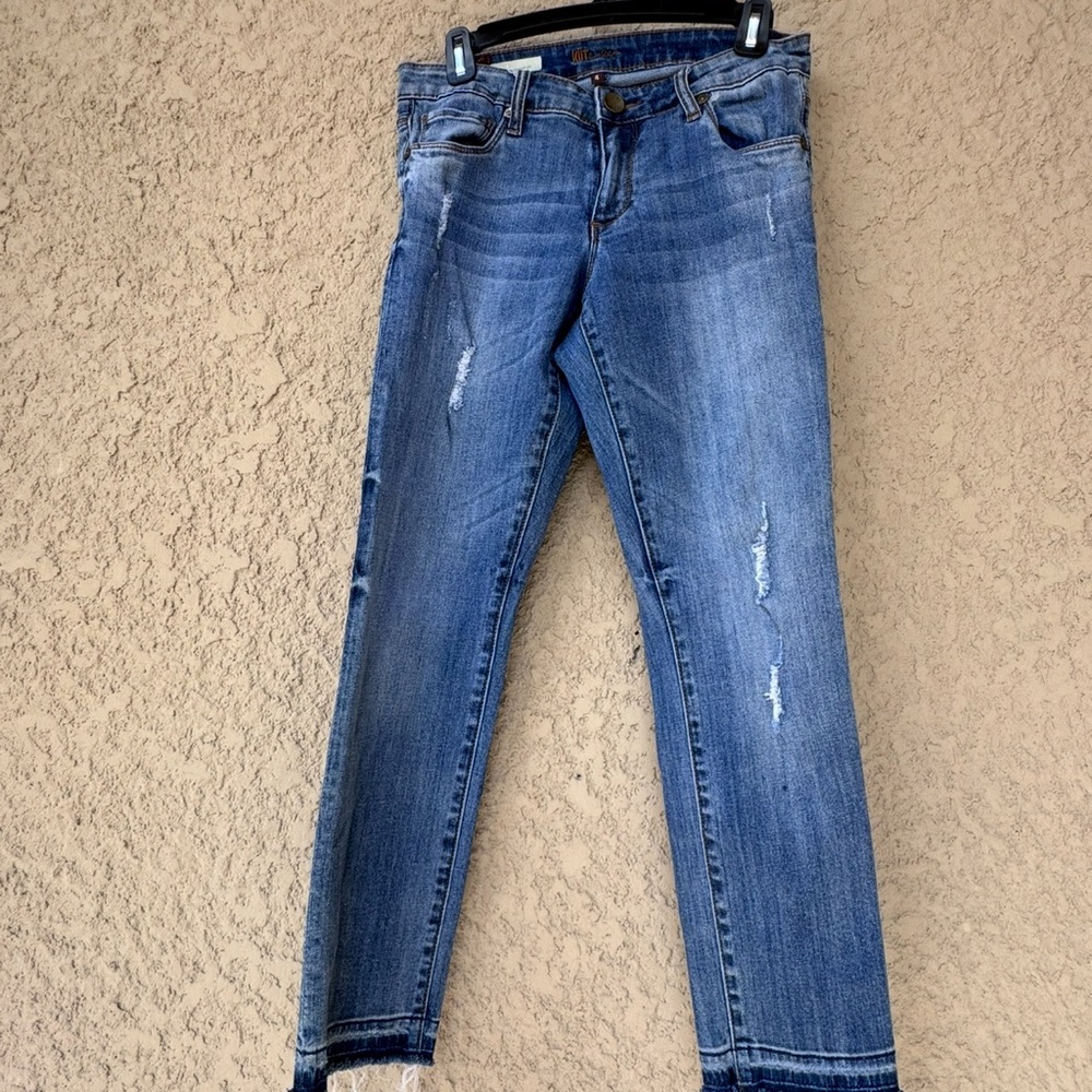 Kut From The Kloth Reese Ankle Straight Leg Jeans Women’s Sz 4 Blue Distressed - Picture 3 of 10